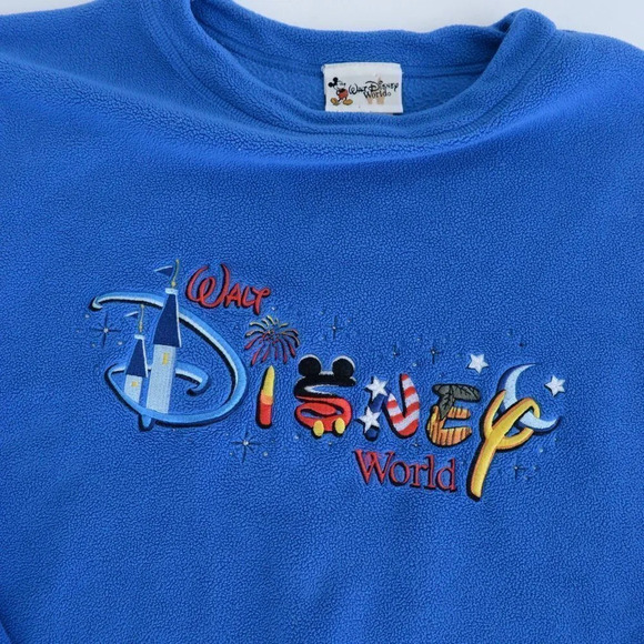 Disney Blue Walt Disney World Crewneck Fleece Sweater ~Medium - Picture 7 of 11